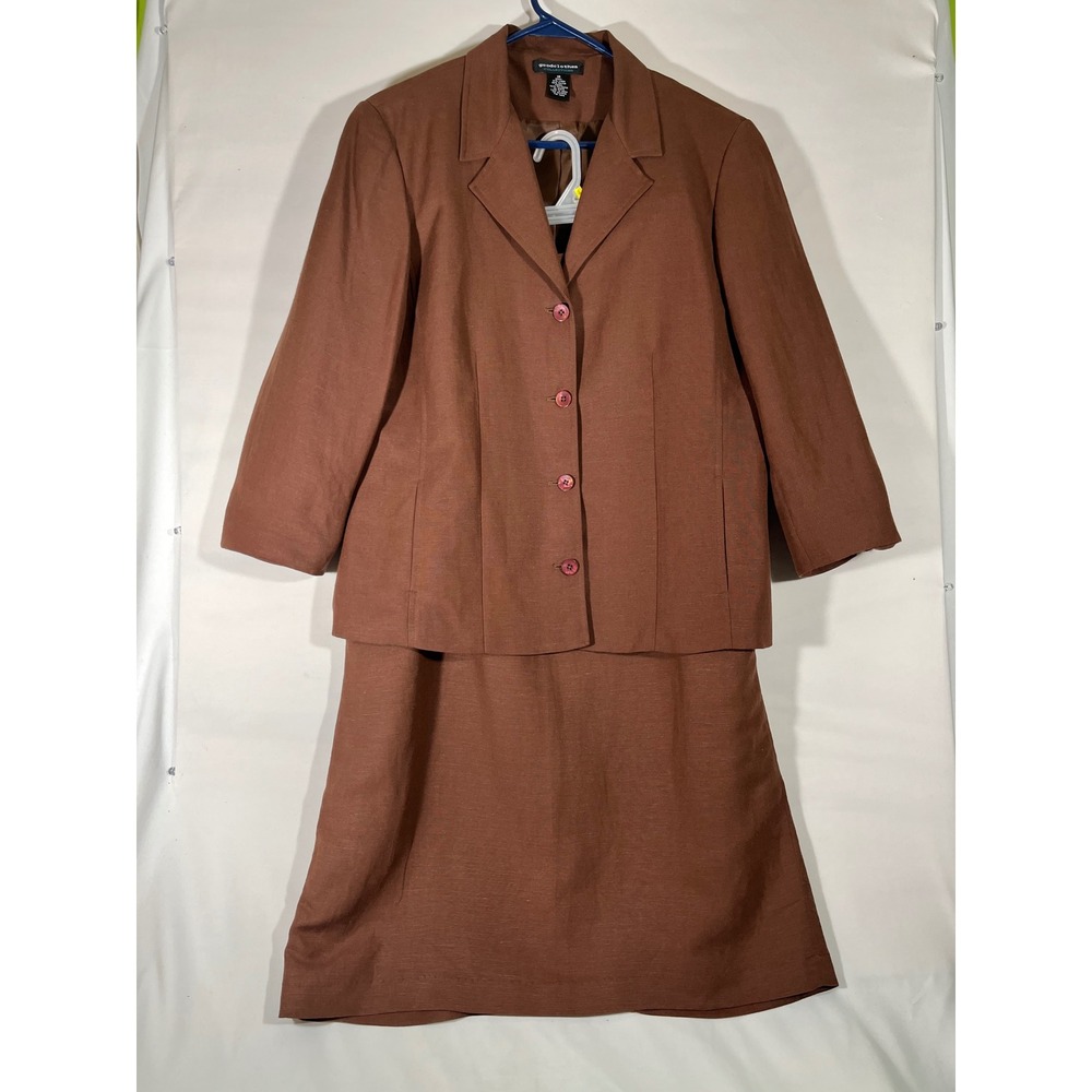 Goodclothes Women Linen Blend Blazer Skirt Suit Professional Office Sz‎ 14